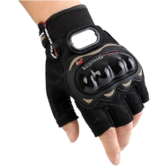 Moto Sports Gear Motorcycle Racing Synthetic Leather Half Finger Gloves image