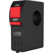 Motorcycle Handlebar On Off Switch With 2A USB Port 12V DC Water Resistant image