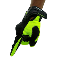 Motorcycle Racing Green/Orange Color Full Hand Gloves With Screen Touch Technology Bike Safety For Biker image