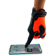 Motorcycle Racing Green/Orange Color Full Hand Gloves With Screen Touch Technology Bike Safety For Biker image