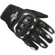 Motorcycle Racing Leather and Fabric Full Finger Gloves Bike Safety For BIKER With Screen Touch Function (gloves_a010_bw_l) image