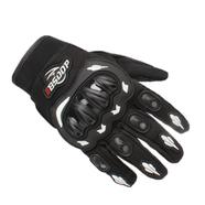 Motorcycle Racing Leather and Fabric Full Finger Gloves Bike Safety For BIKER With Screen Touch Function (gloves_a010_bw_l) image