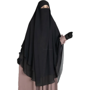 Glam Touch Muhsinat Double Layer Ready Hijab | Black image