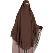 Muhsinat Double Layer Ready Hijab | Chocolate Coffee image