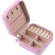 Multicolor Elegant Leather-Style Travel Jewelry Box - Compact Organizer for Rings, Necklaces and Earrings image