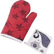 Multicolor Printed Cotton Oven Mitts and Pot Holder - A Stylish and Protective Kitchen Essential image