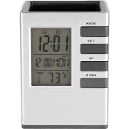 Multifunctional Led Desk Clock Digital Lcd Screen Alarm Clock Pen Holder Temperature Display For Home Office image