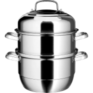 Multifunctional Three Layer Home Expansion Food Grade Stainless Steel Induction Cooker Pot - 30 cm image