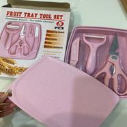 Multifunctional kitchen gadgets wheat straw chopping board knife scissor peeler 5pcs fruit tray tool set icon