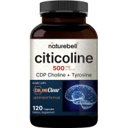 NATUREBELL Citicoline Capsule With Colineclear 500 mg Citicoline Plus 50 mg Tyrosine 120 Capsules image