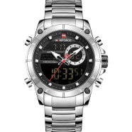 NAVIFORCE Men Military Sport Watches Digital Analog Waterproof Stainless Steel Wristwatch - NF9163