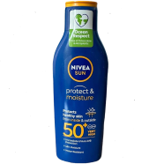 NIVEA SUN Protect and Moisture 200ml SPF50 Plus Advanced Sunscreen for Instant Protection| PA UVA - UVB Protection System| Vitamin E Plus Moisture| Very Water Resistant| For Men And Women image