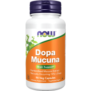 NOW DOPA Mucuna Standardized Mucuna Extract with Naturally Occurring 15Percent L-Dopa 90 Veg Capsules image
