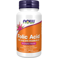 NOW Folic Acid 800 mcg With Vitamin B12 - 250 Tablets -497897926 image