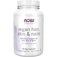 NOW Foods Solutions 5000 mg Vegan Hair Skin and Nails 90 Veg Capsules image