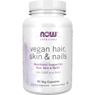 NOW Foods, 5000 mcg Solutions, Vegan Hair, Skin and Nails, 90 Veg Capsules image