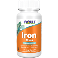 NOW Iron 18mg Non-Constipating Essential Mineral 120 Veg Capsules image