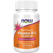 NOW Vitamin D3 10000 IU 120 Veg Capsules -351837015 image