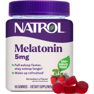 Natrol Melatonin Sleep Aid Gummy Fall Asleep Faster Stay Asleep Longer Strawberry Flavored 5 mg 90 Gummies image