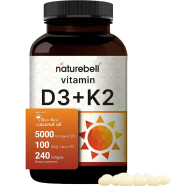 NatureBell Vitamin D3 5000 K2 MK7 Virgin Coconut Oil 240 Softgels -522734548 image