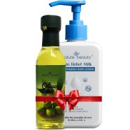 Nature Beauty Milk Body Lotion-200ml and Olive Oil (Glass)-100ml Combo icon