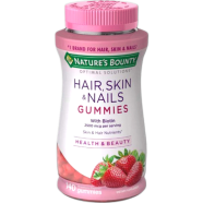 Nature's Bounty Hair, Skin, and Nails with Biotin Multivitamin Supplement, Strawberry 2500 mcg 140 Gummies image