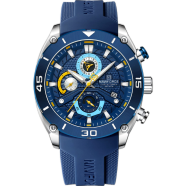 Naviforce 8038 Waterproof Business Casual Date Quartz Chronograph Silicone Strap Men's Watch image