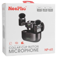 NeePho NP-60 Dual Wireless Collar Clip Microphone with Charging Case AI Noise Cancellation Plug And Play Apple And Type C image