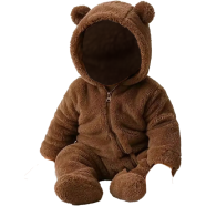 New Born Baby Rompers Infant Clothes Winter Newborn Baby Boy Girl Zipper Bodysuit Bear Fleece Hooded Pyjamas icon