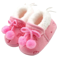 New Born Baby Soft Sole CN Winter Shoes -1Pair - Pink Color (0-10 Month) image