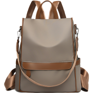 New Design Women Backpack Nylon Waterproof Anti-Theft Travel Bagpack Coffee image