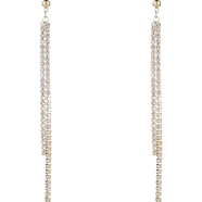 New Gold Color Long Crystal Tassel Dangle Earrings for Women image