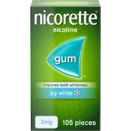 Nicorette Icy White Whitening Gum 2mg 105 Pcs (Stop Smoking Aid) image