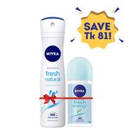 Nivea Fresh Natural Body Spray And Energy Fresh Roll On Combo (81tk Off) - 81601D Plus 754 icon