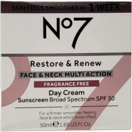 No7 Restore and Renew Multi-Action Face And Neck Fragrance Free Day Cream 50ml image