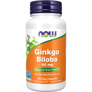 Now Ginkgo Biloba 60mg 120 Veg Capsules - 733739046871 image