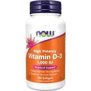 Now Vitamin D3 High Potency 1000 Iu 180 Softgels - 733739003652 image