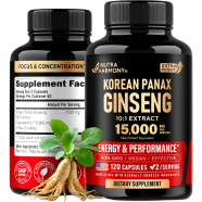 Nutra Harmony Korean Panax Ginseng 10:1 Extract 1500mg 120 Capsules - X004f7pttr image