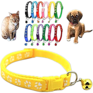 Nylon Cat Collars - Paw Print Design with Bell (Any Colour) image