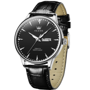 OLEVS 2933 PU Leather Analog Wrist Watch For Men image