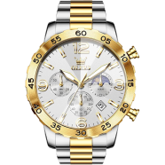 OLEVS 3678 Luxury Multifunction Quartz Watches for Men Waterproof Moon Phase Chrono Stainless Men's Clock image