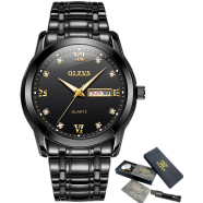 OLEVS Heavy Stainless Steel Men Watches Date and Week Quartz Men's Wristwatches Waterproof Luminous - (8691)
