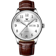 OLEVS Luxury Leather Strip Wrist Watch For Men image