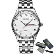 OLEVS Simple Business Men Watch Date and Week Male Clock Quartz Dial Luminous Hands Calendar Man's Bracelets Wristwatches image
