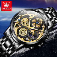 OLEVS Top Luxury Brand Sport Wristwatches Men Luminous Quartz Watch Casual Chronograph Stainless Steel Male Clock image