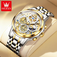 OLEVS Top Luxury Brand Sport Wristwatches Men Luminous Quartz Watch Casual Chronograph Stainless Steel Male Clock image