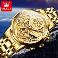 OLEVS Top Luxury Brand Sport Wristwatches Men Luminous Quartz Watch Casual Chronograph Stainless Steel Male Clock image