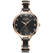 OLEVS Women Luxury Watch Female Rose Gold Elegant Diamond Lady Quartz Wrist Watch Waterproof Ceramic Watch image
