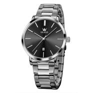 Olevs 701 Silver Stainless Steel Analog Wrist Watch For Men – Black And Silver image