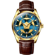 Olevs Football Watch Leather Analog Wrist Watch For Men image